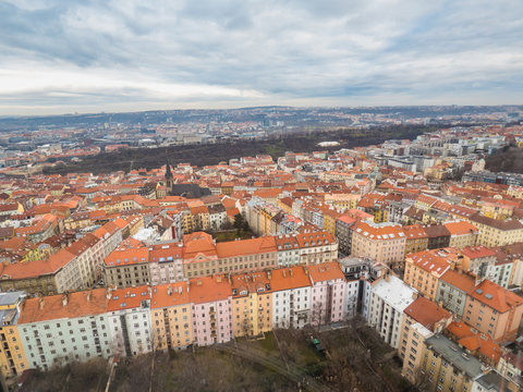 View from above from Prague, Zizkov district.