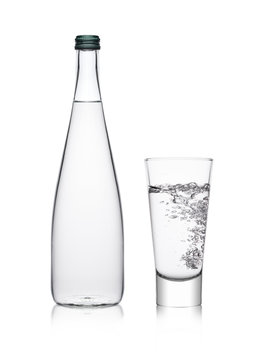 Bottle And Glass With Healthy Still Clear Water