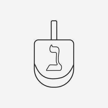recommend clip art: Hanukkah holiday dreidel flat black outline design icon