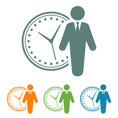 Icono plano horario de trabajo en varios colores