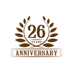 26 years anniversary logo template. 
