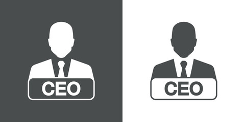 Icono plano hombre con letrero CEO gris y blanco - obrazy, fototapety, plakaty
