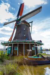 Fototapeta na wymiar Dutch windmill, Amsterdam countryside, Netherlands