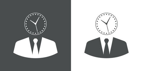 Icono plano hombre de negocios con reloj gris y blanco