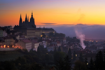 Fototapeta na wymiar Morning view at Saint Vitus cathedral in Prague, Czech republic.