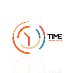 Vector abstract logo idea, time concept or clock business icon. Creative logotype design template