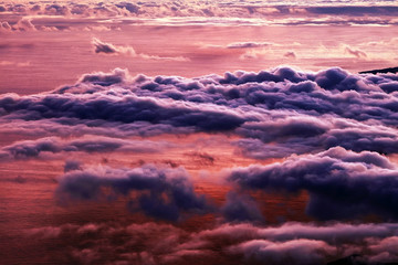 Sunrise over the Atlantic Ocean, seen from Pico volcano (2351m), Pico Island, Azores, Portugal, Europe