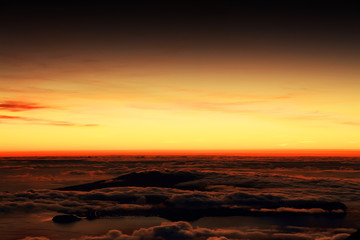 Sunrise seen from Pico volcano (2351m), Pico Island, Azores, Portugal, Europe