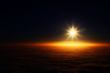 Obraz na płótnie Canvas Sunrise over the Atlantic Ocean, seen from Pico volcano (2351m), Pico Island, Azores, Portugal, Europe