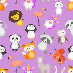 seamless pattern with cute animals