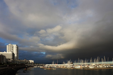Fototapeta premium PONTA DELGADA, 10 AUGUST 2017 - Yachts in Ponta Delgada Harbour, Sao Miguel Island, Azores, Portugal, Europe