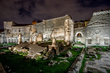 February 2018: Temple of Mars Ultor and the Forum in Rome, Italy. © Boyce