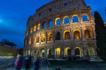 Fototapeta na wymiar February 2018: The ancient Roman Colosseum in Rome, Italy