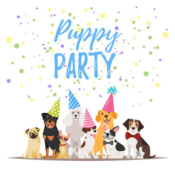 Dog Birthday party greeting card
