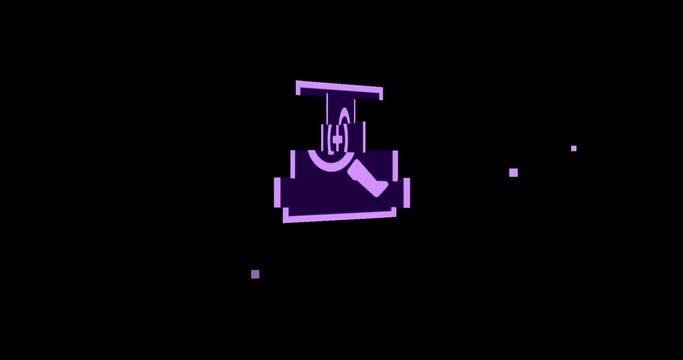 Sliced rotation flip icon logo animated motion graphic zoom in magnifier. Object isolated in PNG format with alpha transparency channel background