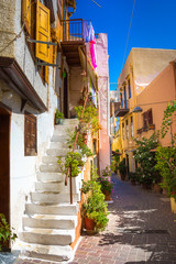 Fototapeta na wymiar Street in the old town of Chania, Crete, Greece