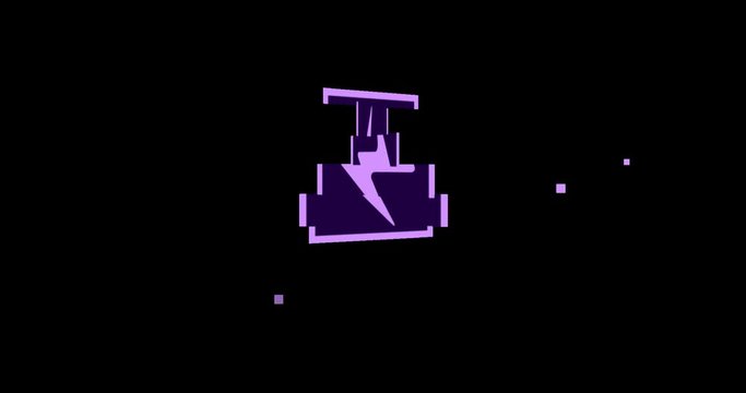Sliced rotation flip icon logo animated motion graphic electricity lighting. Object isolated in PNG format with alpha transparency channel background