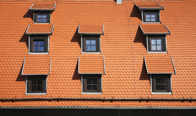 Fototapeta na wymiar Roof of the house in Bydgoszcz. Poland