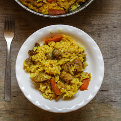 pilaf - rice with meat and spices