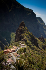 Fototapeta na wymiar Tenerife, Canary Islands, Spain - Hillside road through Masca Valley in Teno Massif