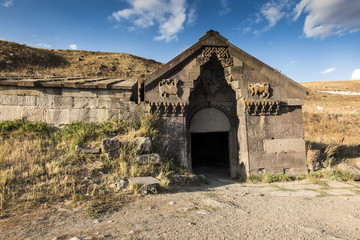 Medieval Selim caravanserai on the top of Vardenyats mountain pass  Armenia.