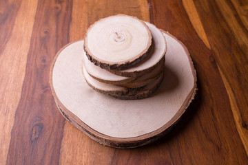 Emulated wood logs on a table