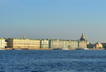 Fototapeta na wymiar Palace Embankment and Neva River.