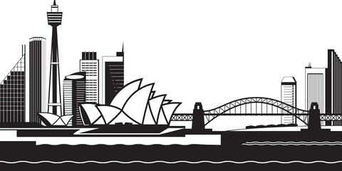 Sydney skyline by day - vector illustration - obrazy, fototapety, plakaty