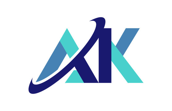 AK Ellipse Swoosh Ribbon Letter Logo