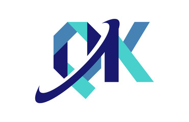 QK Ellipse Swoosh Ribbon Letter Logo