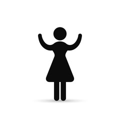 Business Woman Raised Hands Silhouette Hold Up Arms, Vector icon, isolated Illustration