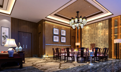 3d render of dining room