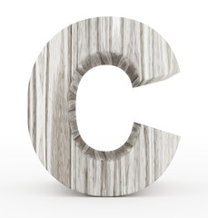 letter C 3d wooden isolated on white