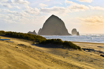 Big Blue Pacific Ocean waves and deep blue sky Oregon Coast USA