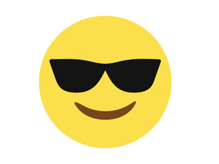 Isolated vector yellow face with black sunglass and smiley flat icon