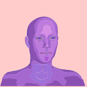 3d man head polygonal isolated vector illustration of outline