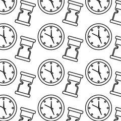 round clock hourglass time symbol background vector illustration