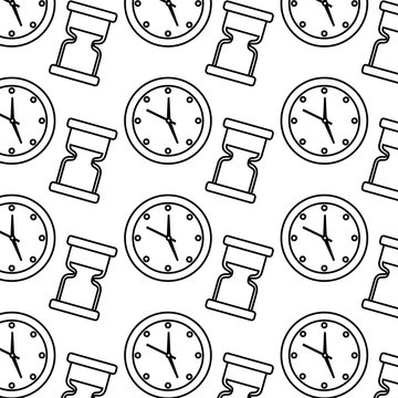 round clock hourglass time symbol background vector illustration