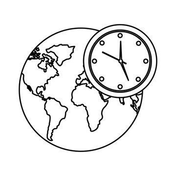 earth world clock time environment symbol vector illustration outline design
