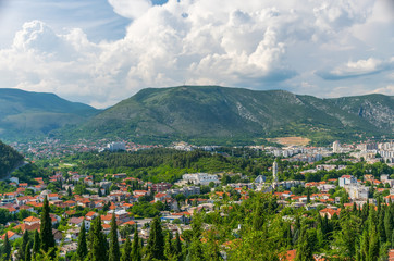 The city of Mostar from the height of the mountain peak!
