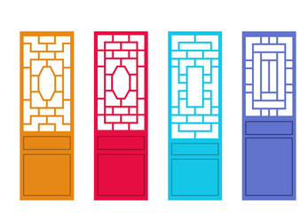 Set of Chinese door in flat style, vector design