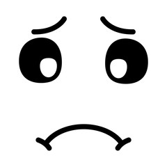 cute kawaii sad face expression cartoon vector illustration black design