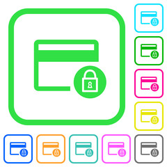 Lock credit card transactions vivid colored flat icons