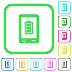 Mobile battery status vivid colored flat icons