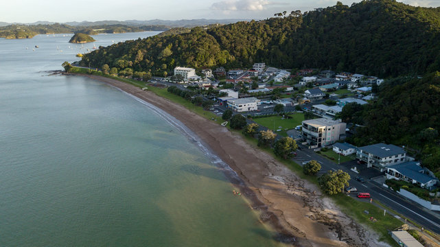 Paihia New Zealand Beach Front At Sunset 