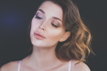 Fototapeta premium portrait of beautiful delicate woman. Portrait. Beauty. Glamorous look.