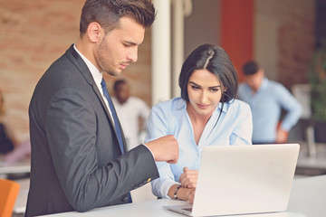 Group Young Coworkers Making Great Business Decisions.Creative Team Discussion Corporate Work Concept Modern Office.