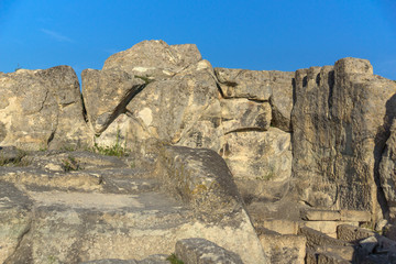 Sunrise view of The ancient Thracian city of Perperikon, Kardzhali Region, Bulgaria