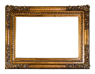 Fototapeta premium Empty Vintage Carved Wooden Frame, in Golden color with Clipping Path