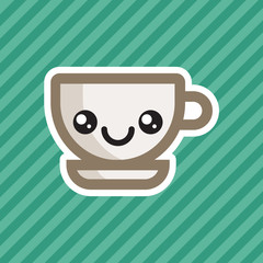 Cute kawaii smiling coffee cup cartoon icon